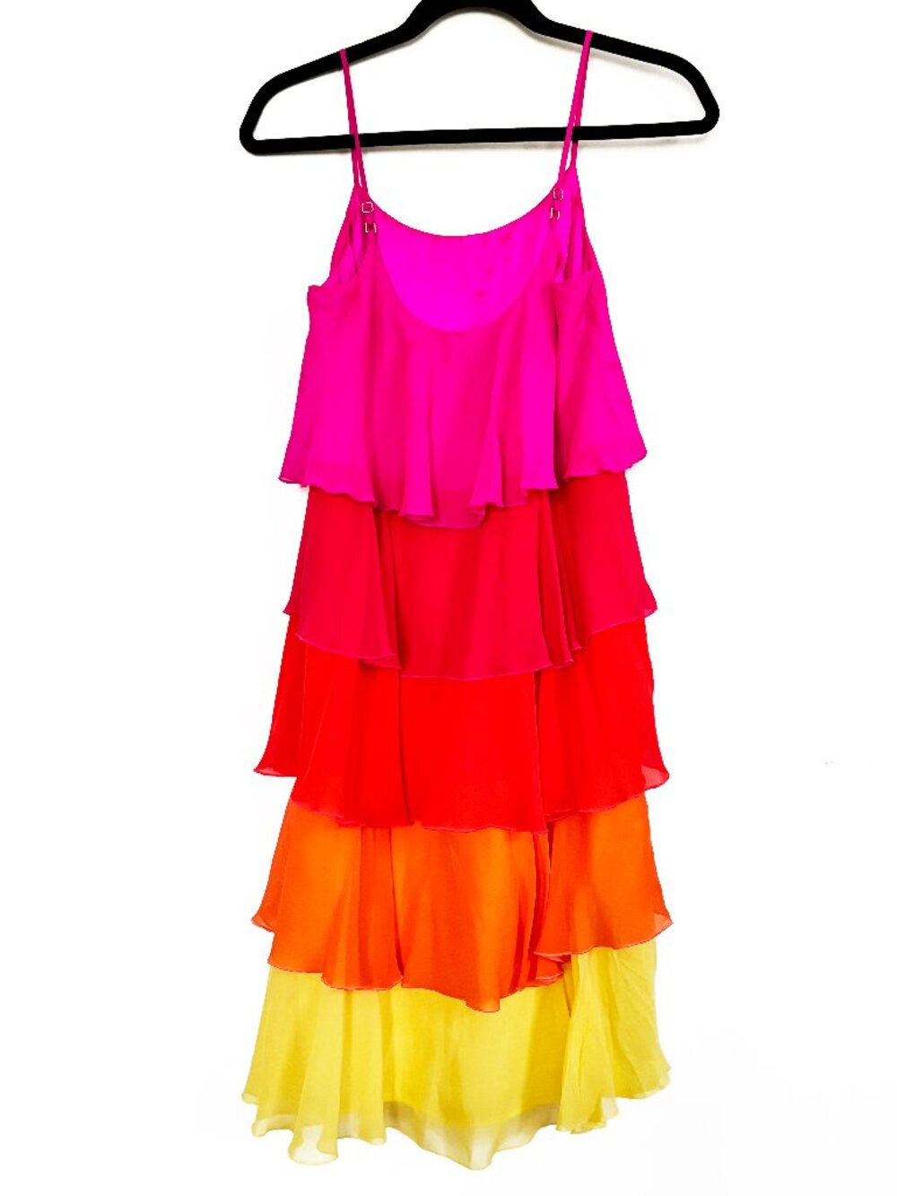 Trina Turk Tiered Silk Chiffon Strappy Dress Ombre Sunset. NWT XS - Picture 3 of 10